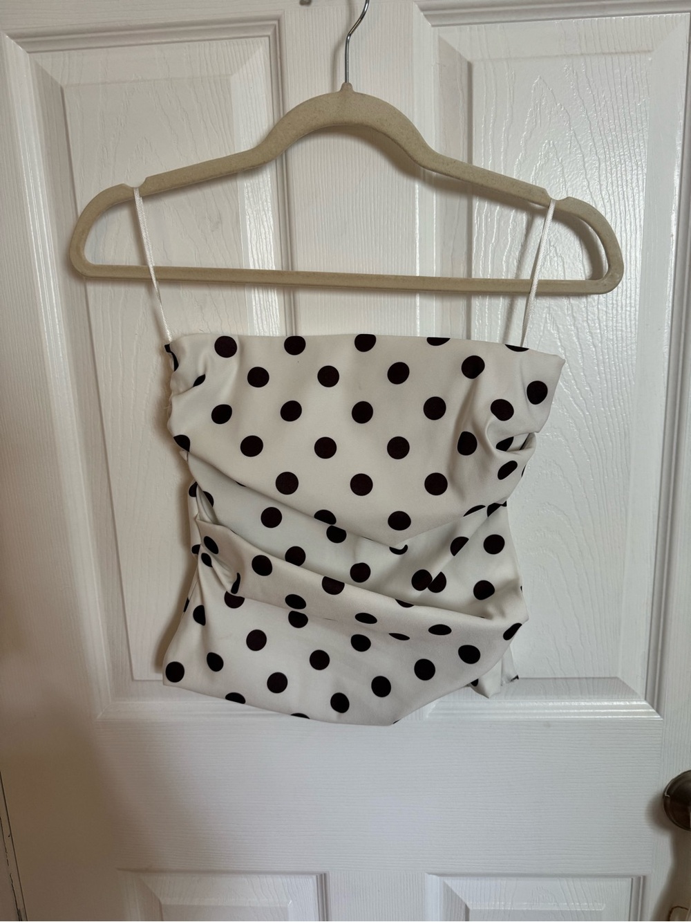 Zara Cream Polka Dot Blouse with Black Spots